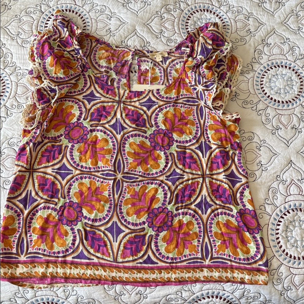 Haute Hippie Multicolor Floral Blouse